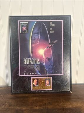 STAR TREK GENERATIONS 1994 FRAMED MOVIE POSTER PLAQUE WITH GOLD STAMP GUYANA